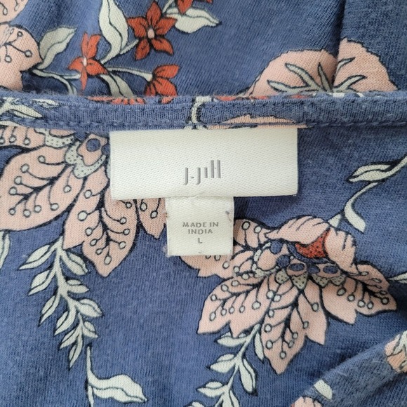 J Jill Top Tunic Women’s Floral Patchwork Print Tank Pink Blue Size L Cottage - Picture 16 of 16